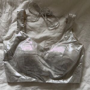 Designer Indian/Pakistani Silver Padded Blouse for Saree & lehenga